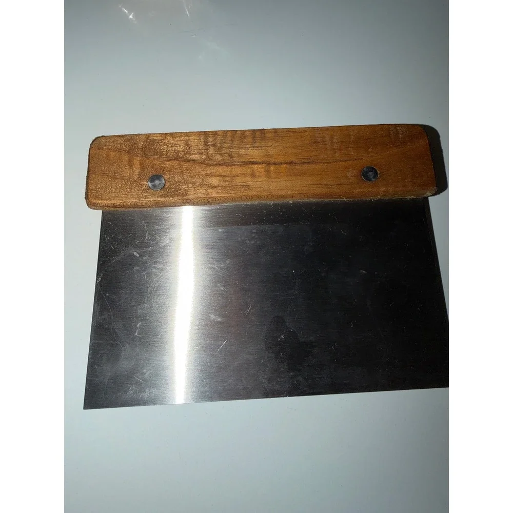 Stainless Steel Bench Scraper Dough Cutter with Wooden Handle 6 Inch vintage